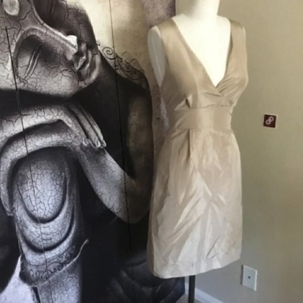 J. Crew Alisanne Dress 0 in Silk Taffeta Natural Cocktail Wedding Event Occasion
